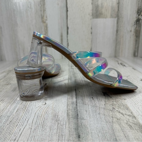 New Abound Nordstrom Ethan Clear Heel Strappy Iridescent Slide Sandal #504 - Picture 5 of 9